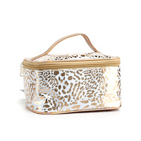 Étui à cosmétiques personnalisé avec logo, imprimé léopard, fermeture éclair, en nylon imperméable, pour femmes, pour les voyages quotidiens, rangement des soins de la peau, trousse de maquillage