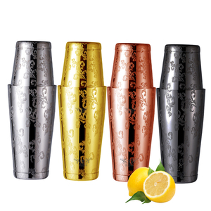 Coctelera Boston de Acero Inoxidable 304 de 550ML+750ML con Patrón Grabado Personalizado, para Mezclar Cócteles, Martini y Vino - Product Image 1