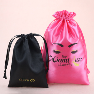 Custom Logo Small Satin <b>Dust</b> Pouch Gift Packaging Hair Wig Silk Satin Drawstring <b>Bag</b> for Jewelry Packaging - Product Image 1