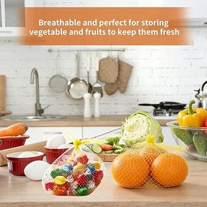 Eco Friendly Reusable Washable Mesh Produce Bags, Drawstring Vegetable Fruit <b>Storage</b> Net Bags - Product Image 3