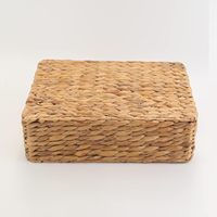 Panier de rangement rectangulaire en jacinthe d'eau tressée, profil bas, avec poignées, pour étagère et placard – Vente en gros