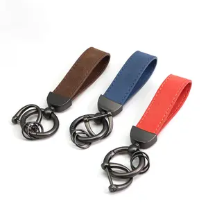 Porte-clés anti-perte de matériel de fourrure tournant peut être imprimé logo porte-clés en cuir porte-clés pour clés de voiture