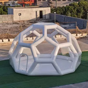 새로운 디자인 축구 모양 투명한 야영 공기 호텔 공간 천막 팽창식 거품 축구 돔 이글루 천막