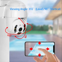 Caméra CCTV WiFi V380 2MP, étanche IP66, audio bidirectionnel, couleur intégrale, vision nocturne, caméra IP de sécurité intelligente PTZ intérieure/extérieure