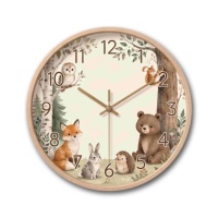 Jam Dinding Hewan Kartun REIDA dengan Desain Art Deco, Dial Khusus, dan Jarum Quartz untuk Ruang Tamu Anak
