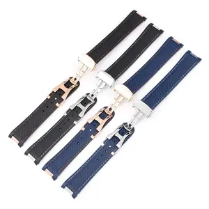 Weiches Uhren armband mit gebogenem Ende für Omega Sea master Aqua Terra Planet Ocean Deployment Verschluss schnalle