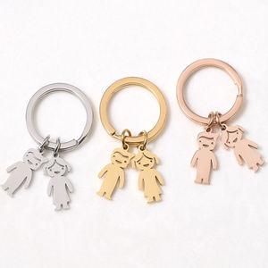 HY Fête <span class=keywords><strong>des</strong></span> Pères Personnalisé DIY Gravé Mâle et Femelle Poupée Pet <span class=keywords><strong>Porte</strong></span>-clés En Acier Inoxydable - Product Image 4