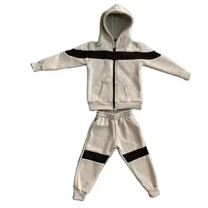 Toddler Sweatsuits Sets Patchwork Full Zip Up Hoodie Custom Track Pants Two Pieces Sportswear Kids Jogging Suit Sets Streetwear