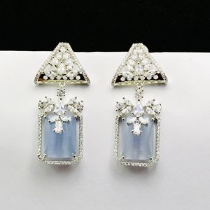 ต่างหูคริสตัลนีออนสีฟ้าธรรมชาติใน925เงินสเตอร์ลิงเครื่องประดับทำด้วยมือหรูหราสำหรับผู้หญิงและเป็นของขวัญ - Product Image 5