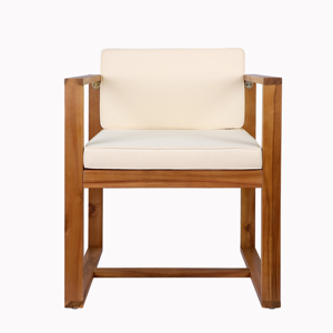 <b>Waterproof</b> Modern Outdoor Wood Dining Arm Chair <b>Set</b> of 2 for Living Room - Product Image 1