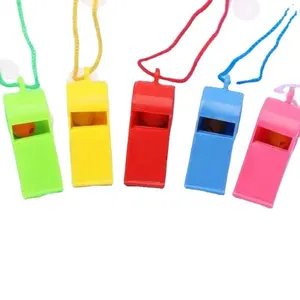 Manufacturers direct sports goods whistle colored plastic with spring hand ring whistles