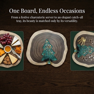 Planche à <span class=keywords><strong>fromage</strong></span> en résine avec bord naturel, planche <span class=keywords><strong>de</strong></span> service <span class=keywords><strong>de</strong></span> Noël en bois, planche à découper pour <span class=keywords><strong>plateau</strong></span> <span class=keywords><strong>de</strong></span> fête - Product Image 3