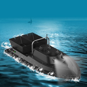 Bateau d'appâtage télécommandé pour la pêche RC 54x27x21cm 500M en plastique noir avec fonction de retour à une touche - Product Image 1