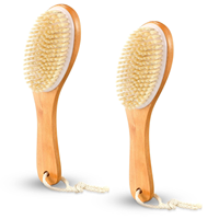 Brosse corporelle naturelle pour brossage à sec, brosse à sec avec manche en bois profilé, brosse de bain, brosse pour les pieds pour la circulation sanguine