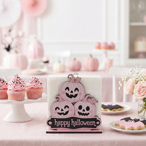 Porta Servilletas <span class=keywords><strong>de</strong></span> Mesa <span class=keywords><strong>de</strong></span> Madera 2D Desmontable con Diseño <span class=keywords><strong>de</strong></span> Esqueleto Fantasma Rosa para Halloween 2027, Decoración para Fiestas <span class=keywords><strong>en</strong></span> Interiores - Product Image 4