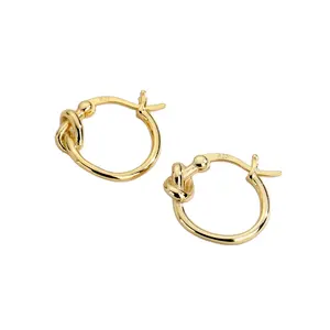 Dainty grosir 925 perak murni perhiasan vogue 18k emas berlapis geometris anting-anting hoop untuk wanita
