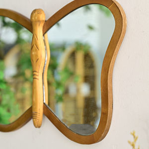 Rustic Europe Home Decor Eco-friendly 5.0mm Thick Wooden <b>Wall</b> <b>Art</b> <b>Mirror</b> Butterfly Shaped Design - Product Image 3