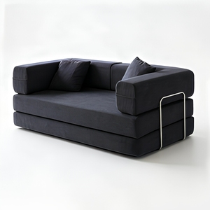 Canapé-lit convertible moderne quatre-en-un, canapé-lit pliant en mousse, gris foncé, rembourré, pour appartement, salon - Product Image 6