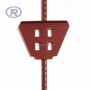 Poteau de clôture en acier à ressort thermolaqué rouge de 105 cm avec <span class=keywords><strong>isolateur</strong></span> supérieur en plastique <span class=keywords><strong>pour</strong></span> clôture électrique de bétail agricole 2026 - Product Image 3