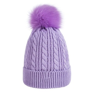 Gorro de Invierno de Punto Arcoíris <span class=keywords><strong>para</strong></span> Niños, Popular y Más Vendido, con Pompón de Piel Sintética - Product Image 4