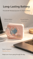 2026 MYCP2566 Nouvelle Enceinte de Bureau Sans Fil BT 5.3 avec Design Rétro Art du Sable Flottant, Son Stéréo 3D Synchronisé au Rythme et Autonomie de 5-10h