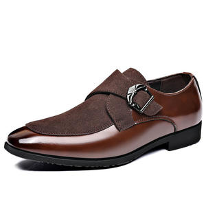 Leather Monk Strap Buckle Men's Formal Office Shoes-Fashion <b>Dress</b> Slip - Product Image 1