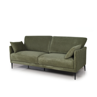 Canapé 2 places moderne et simple en tissu chenille vert, style luxe léger pour salon, avec pieds en métal