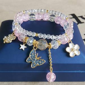 Children's Princess-Style Cute <b>Crystal</b> & Rhinestone <b>Bead</b> Lampwork Glass <b>Bracelets</b> Individually Packaged Wholesale 6666 Cute Butt - Product Image 1