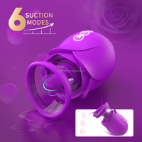 3-in-1 Rosen-Sexspielzeug Abnehmbarer Saugnapf Vibrator Leckende Zunge Brustwarzen-Stimulator für Frauen