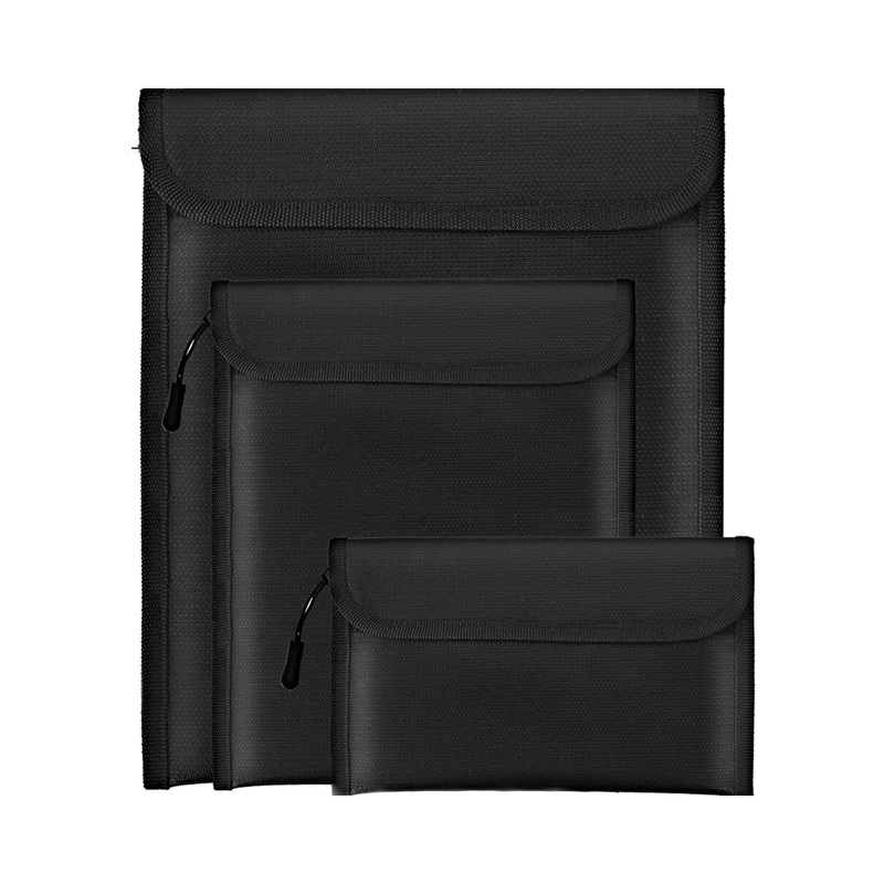 3 Pack Black Fireproof Waterproof Document