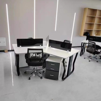 Poste de travail de bureau moderne à 5 postes, poste de travail pour centre d'appels, poste de travail modulaire en cubicle