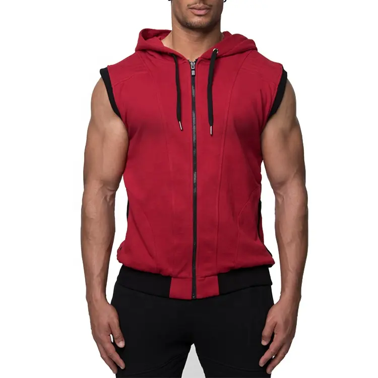 Mens When In Doubt Go Work Out V408 Sleeveless Zipper Hoodie 