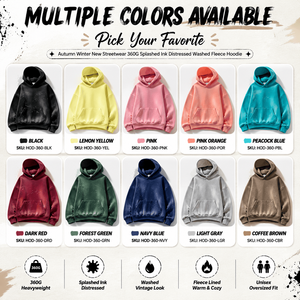 Sweat à capuche unisexe en mélange de coton épais 360G, effet encre éclaboussée à la main, doublure polaire, coupe oversize, streetwear, vente en gros - Product Image 3