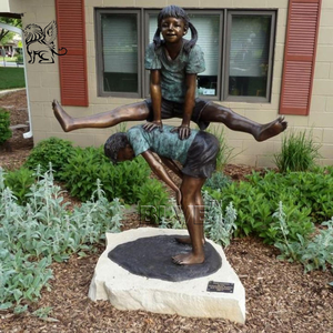 BLVE personalizado al aire libre jardín decoración Metal tamaño real niños jugando escultura <span class=keywords><strong>Moy</strong></span> y Niña estatua de bronce - Product Image 4