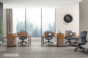 โต๊ะพนักงานแบบ<span class=keywords><strong>2</strong></span>คนโต๊ะคอมพิวเตอร์แบบเรียบง่ายโต๊ะเมลามีนสำหรับเปิดเวิร์กสเตชันโต๊ะแบบแยกส่วน - Product Image 2