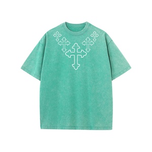 Camiseta de algodón Retro 100% para hombre, camiseta de manga corta de gran tamaño de estilo Hip Hop de calle alta de alta calidad, logotipos estampados Fitness - Product Image 6