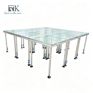 <b>Portable</b> Glass Stage Heavy Duty Stage Adjustable Aluminum Stage Modular Stage Platform for Indoor Outdoor Use - Product Image 1