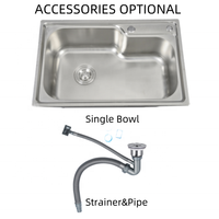 Évier de cuisine en acier inoxydable SUS201 de haute qualité, durable, économique et pratique, à cuve unique pressée, modèle Harbor 6844