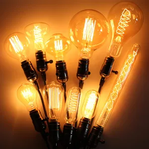 Dekoratif vintage edison lamba 25w 40w 60w akkor ampul tungsten filament işık a19 st45 st58 st64 t30 t45 c35 g80 g95 g125