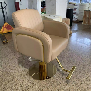 Chaise <span class=keywords><strong>de</strong></span> <span class=keywords><strong>coiffure</strong></span> élégante pour <span class=keywords><strong>salon</strong></span> <span class=keywords><strong>de</strong></span> beauté, base dorée, pour femmes - Product Image 1