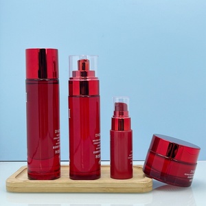 Juego de Cuidado de la Piel de Lujo Personalizado con Serigrafía Roja en Vidrio, Tarro de Crema de 50g, Botella de Loción de 100ml y 200ml, Botella con Gotero de 50ml - Product Image 3