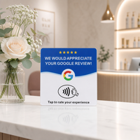Autocollant de table NFC rond en acrylique OEM ODM pour avis Google, 12 cm, NTAG213, étanche, prêt à être expédié, en stock, en vrac