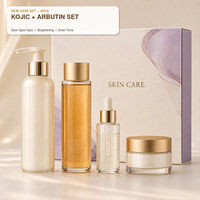 Ensemble de soins du visage personnalisé à l'acide kojique et à l'alpha arbutine, 4 pièces, éclaircissant les taches brunes, anti-âge, OEM ODM, étiquette privée