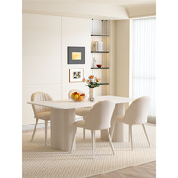 Ensemble de table et chaises de salle à manger 4 pièces au style moderne, sièges en cuir PU, pieds en bois - Écologique et multifonctionnel pour la maison et l'hôtel