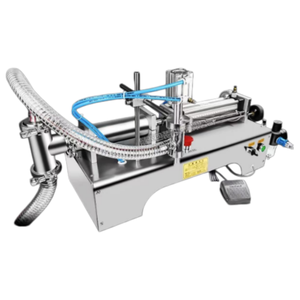 Machine de remplissage semi-automatique à double tête à piston pneumatique, auto-adhésive pour bouteilles de vin/verre, étiquetage avant et arrière - Product Image 2