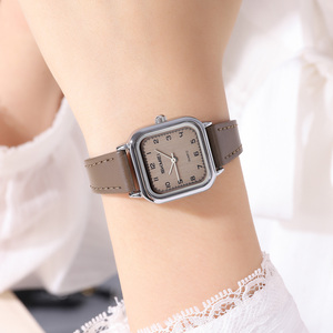 Reloj de cuarzo para mujer, esfera minimalista, correa de cuero, resistente al agua hasta 30M, elegante reloj de vestir, reloj cuadrado - Product Image 1