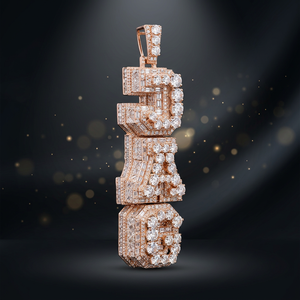 Colgante vertical personalizado de oro real con inicial de diamante natural, colgante de letra de diamante real, joyería fina de lujo, alfabeto de oro - Product Image 4