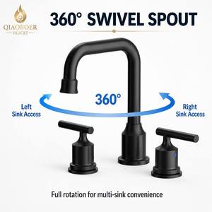 <span class=keywords><strong>Grifo</strong></span> mezclador de lavabo de 3 orificios con giro de 360 grados, desagüe emergente y conexión rápida en Y para baño de villa, uso OEM - Product Image 4