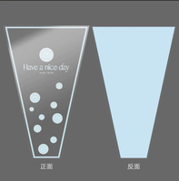 Sacchetto per Confezionamento Rose Singole a Forma di Trapezoide, Personalizzato con Stampa 'Have a nice day' e Faccina Sorridente, Fronte Trasparente e Retro Rosa