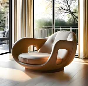 Moderna e Comoda Poltrona Divano Pigra in Legno Massello di Design, Decorazione Morbida per Ambienti, Poltrona da Salotto per il Tempo Libero con Braccioli - Product Image 3